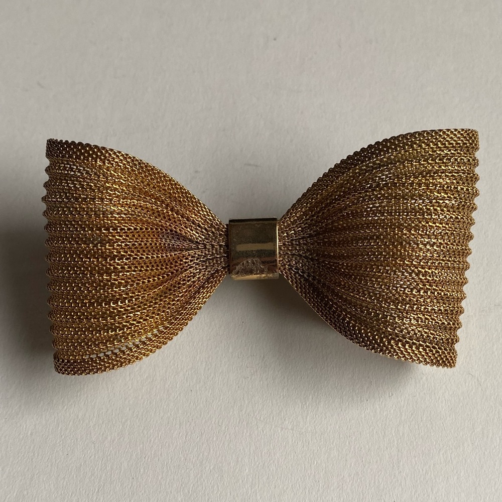 Vintage Large Gold Mesh Bow Barrette - Picture 5 of 10